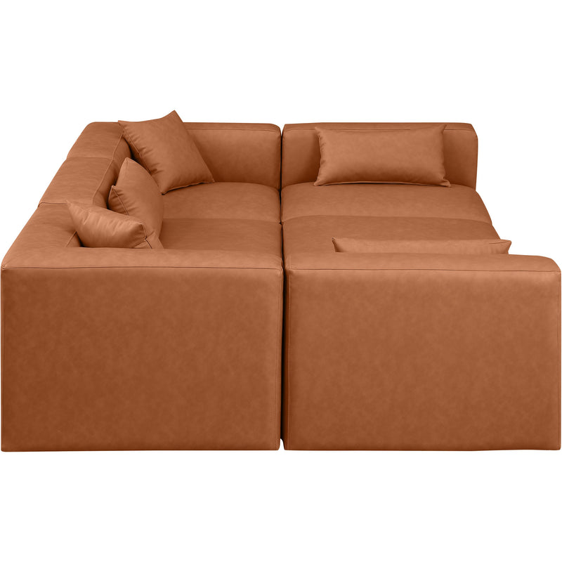 Meridian Cube Cognac Vegan Leather Modular Sectional IMAGE 5