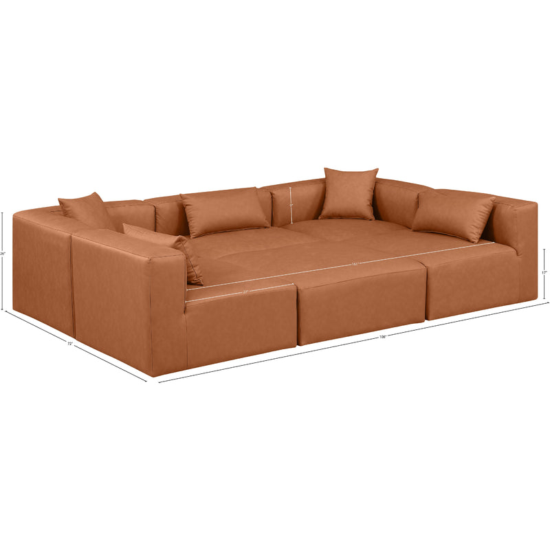 Meridian Cube Cognac Vegan Leather Modular Sectional IMAGE 8