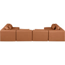 Meridian Cube Cognac Vegan Leather Modular Sectional IMAGE 3