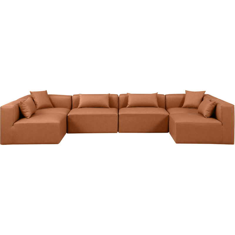 Meridian Cube Cognac Vegan Leather Modular Sectional IMAGE 4