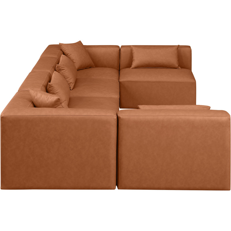Meridian Cube Cognac Vegan Leather Modular Sectional IMAGE 5