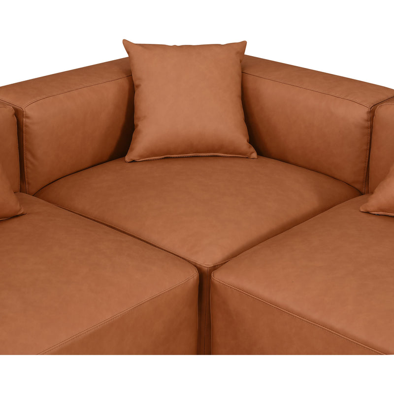 Meridian Cube Cognac Vegan Leather Modular Sectional IMAGE 6