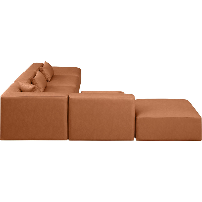 Meridian Cube Cognac Vegan Leather Modular Sectional IMAGE 4
