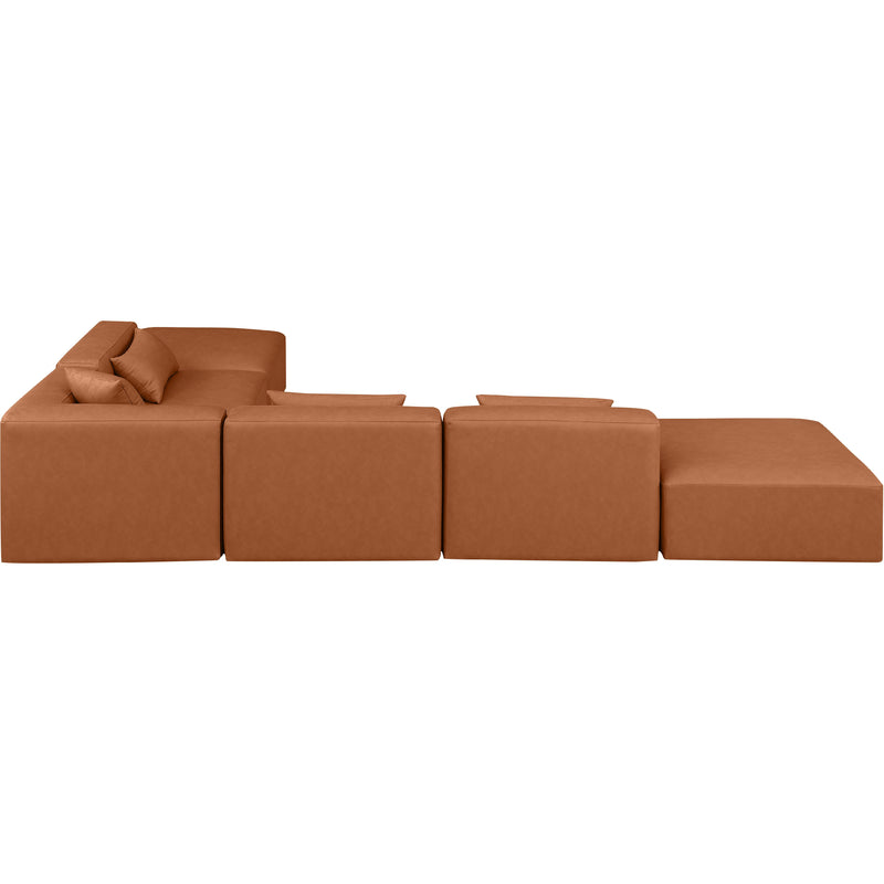 Meridian Cube Cognac Vegan Leather Modular Sectional IMAGE 5