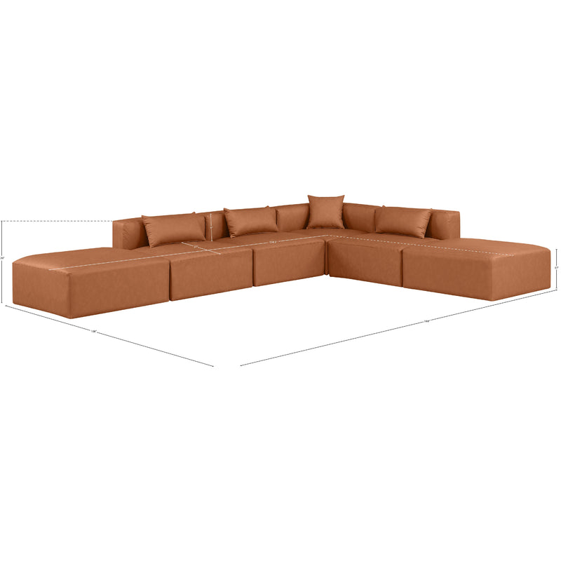 Meridian Cube Cognac Vegan Leather Modular Sectional IMAGE 9