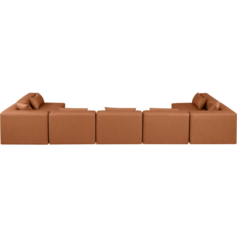 Meridian Cube Cognac Vegan Leather Modular Sectional IMAGE 3
