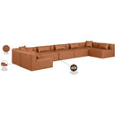 Meridian Cube Cognac Vegan Leather Modular Sectional IMAGE 8