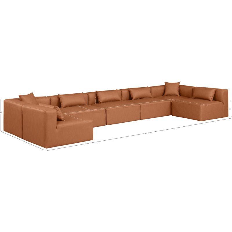 Meridian Cube Cognac Vegan Leather Modular Sectional IMAGE 9