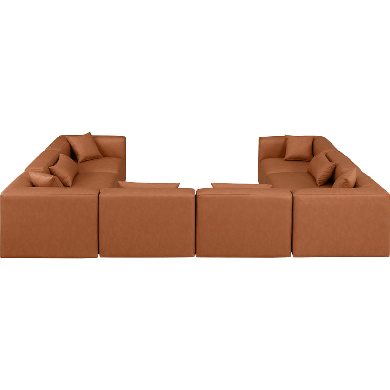 Meridian Cube Cognac Vegan Leather Modular Sectional IMAGE 3