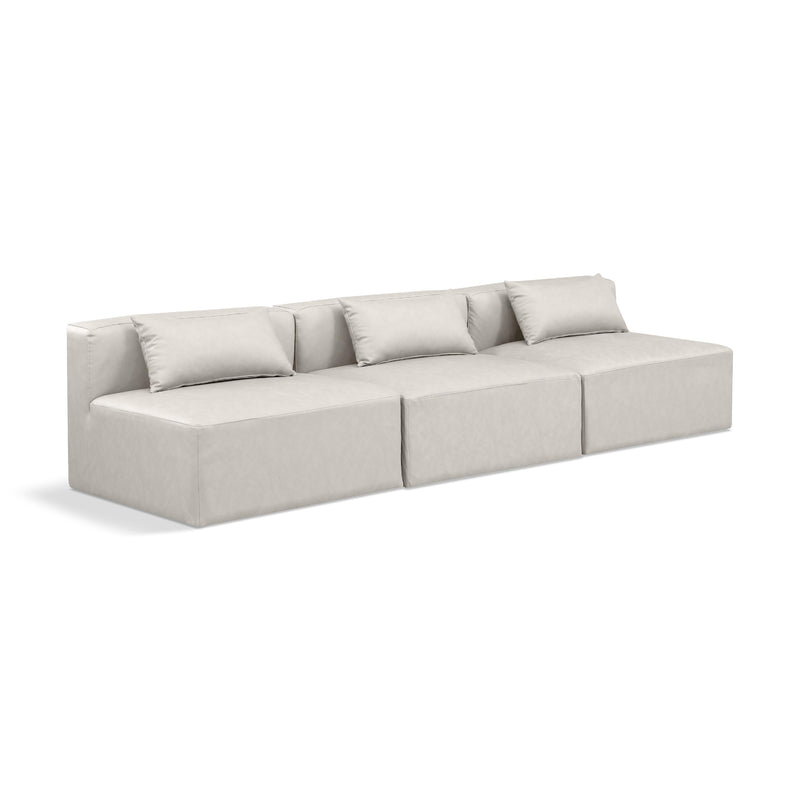 Meridian Cube Cream Vegan Leather Modular Sofa IMAGE 1