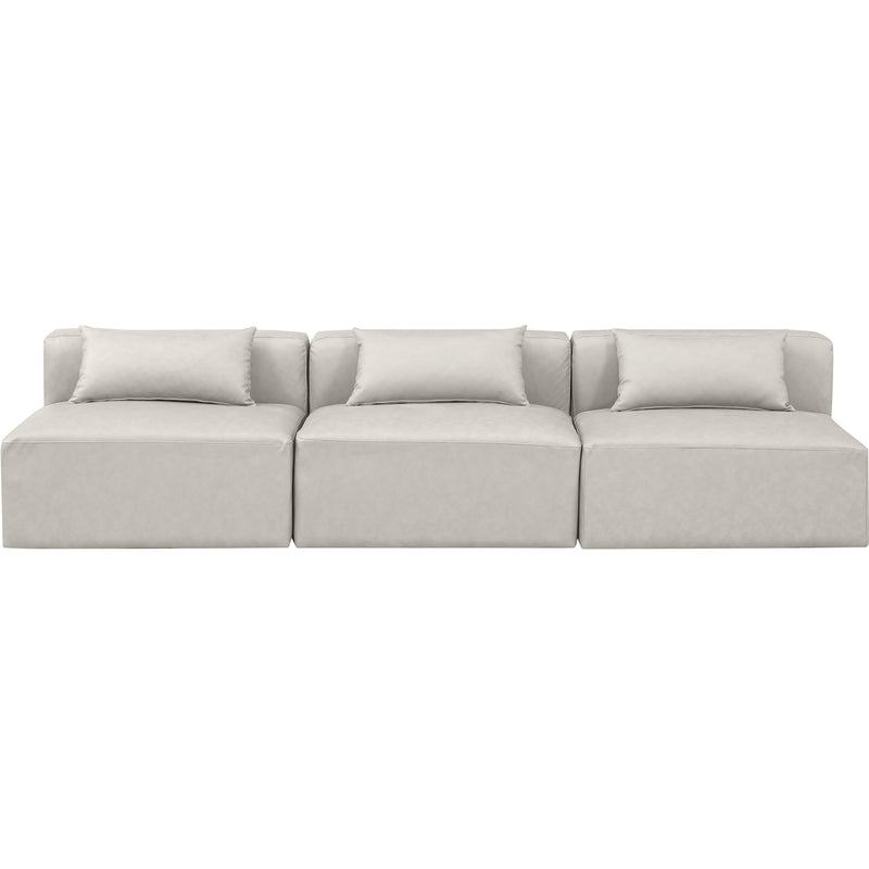 Meridian Cube Cream Vegan Leather Modular Sofa IMAGE 4