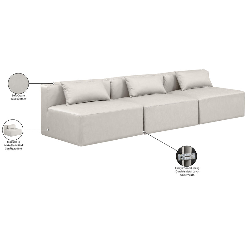 Meridian Cube Cream Vegan Leather Modular Sofa IMAGE 9