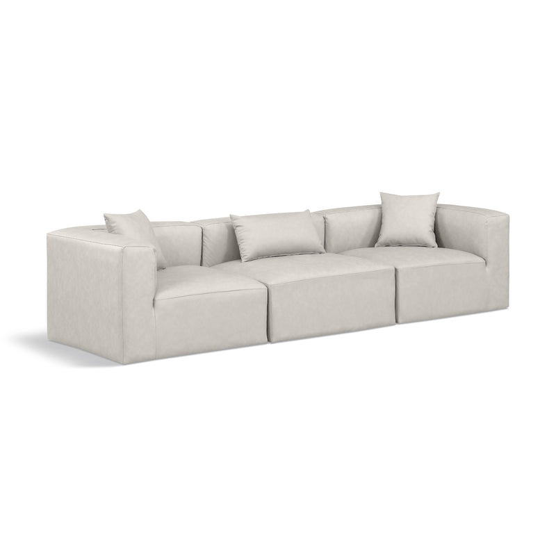 Meridian Cube Cream Vegan Leather Modular Sofa IMAGE 1