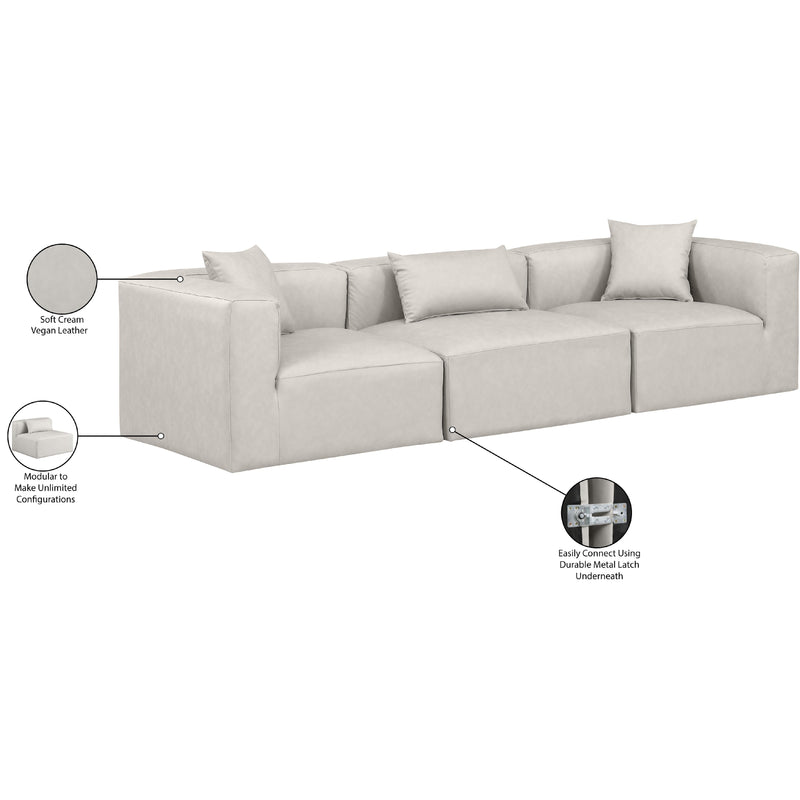 Meridian Cube Cream Vegan Leather Modular Sofa IMAGE 8