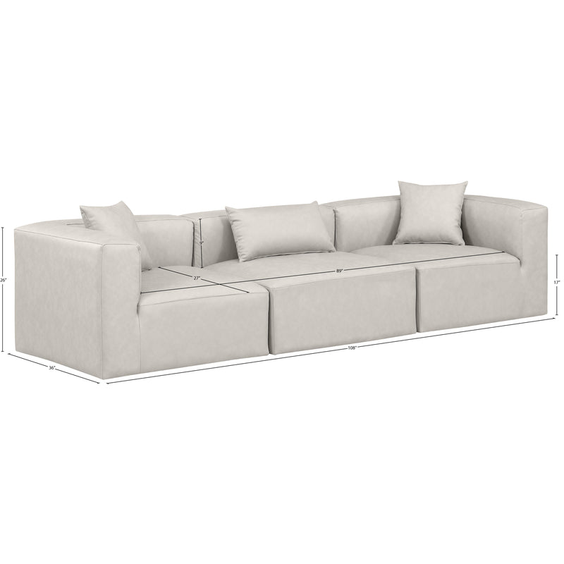 Meridian Cube Cream Vegan Leather Modular Sofa IMAGE 9