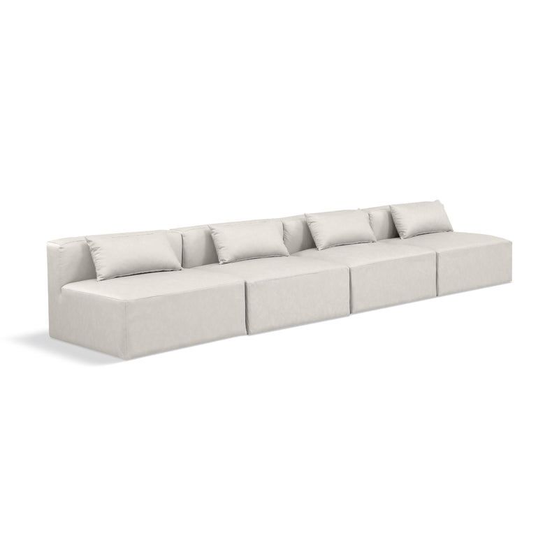 Meridian Cube Cream Vegan Leather Modular Sofa IMAGE 1
