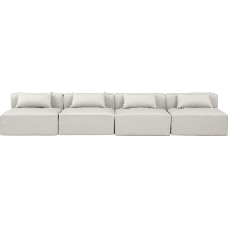 Meridian Cube Cream Vegan Leather Modular Sofa IMAGE 4