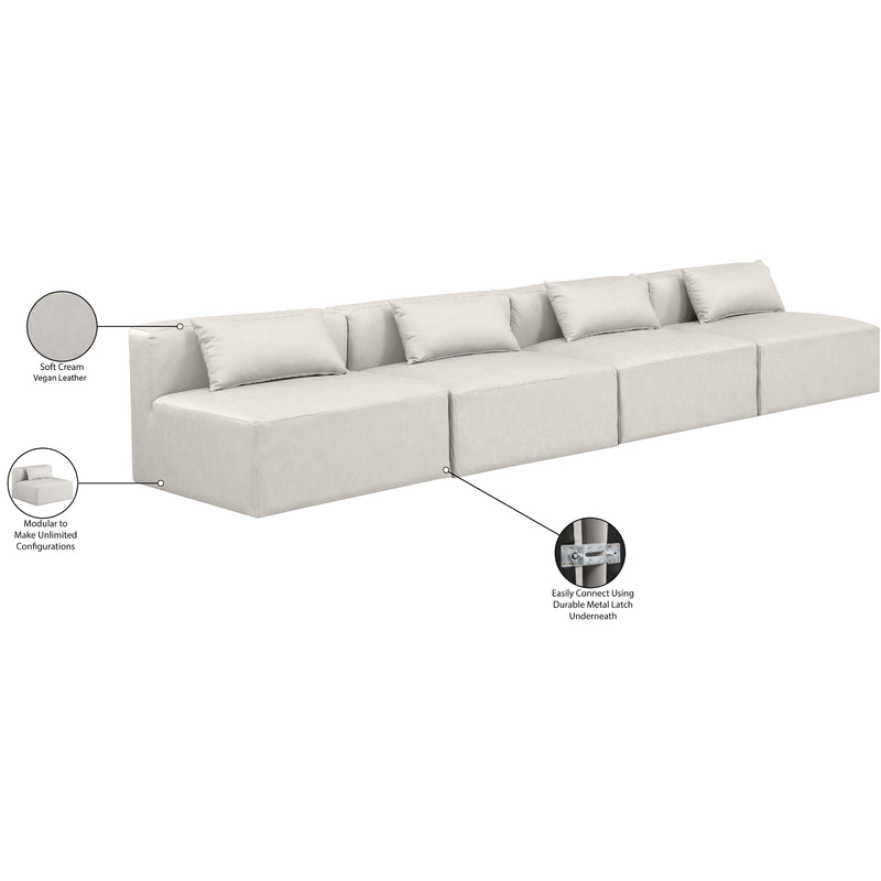 Meridian Cube Cream Vegan Leather Modular Sofa IMAGE 7