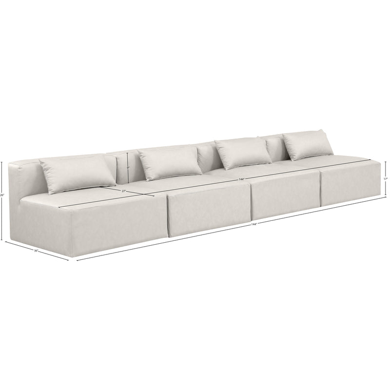 Meridian Cube Cream Vegan Leather Modular Sofa IMAGE 8