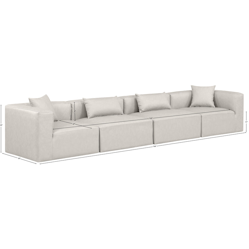 Meridian Cube Cream Vegan Leather Modular Sofa IMAGE 10