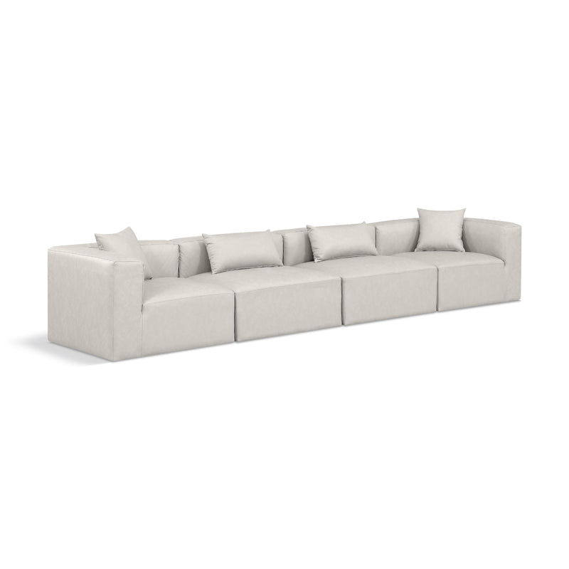 Meridian Cube Cream Vegan Leather Modular Sofa IMAGE 1
