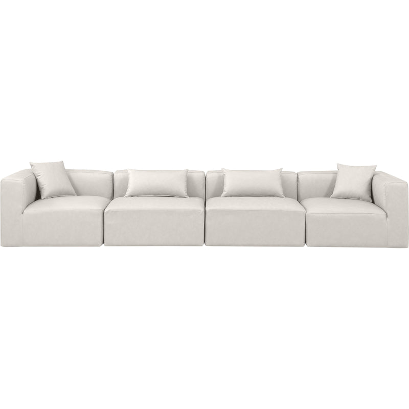 Meridian Cube Cream Vegan Leather Modular Sofa IMAGE 4