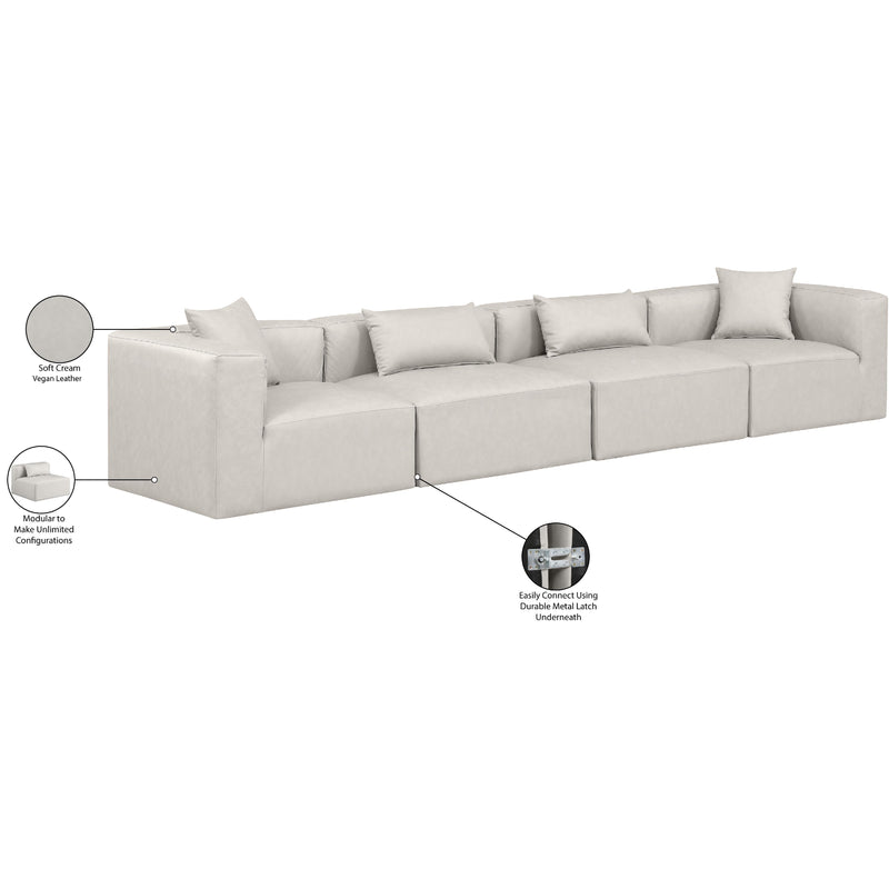 Meridian Cube Cream Vegan Leather Modular Sofa IMAGE 9