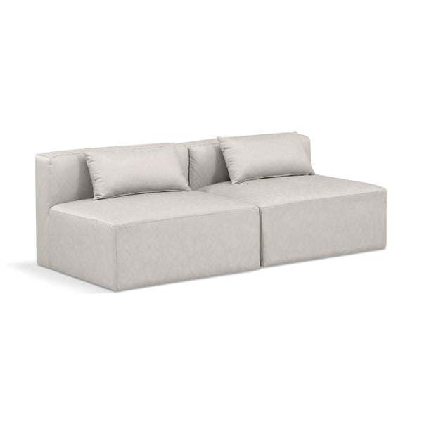 Meridian Cube Cream Vegan Leather Modular Sofa IMAGE 1