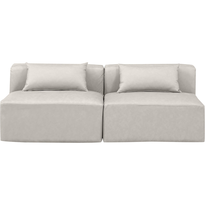 Meridian Cube Cream Vegan Leather Modular Sofa IMAGE 4
