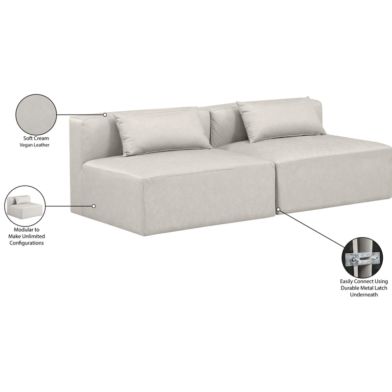 Meridian Cube Cream Vegan Leather Modular Sofa IMAGE 7