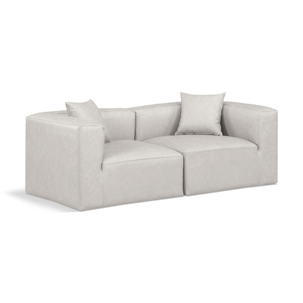 Meridian Cube Cream Vegan Leather Modular Sofa IMAGE 1