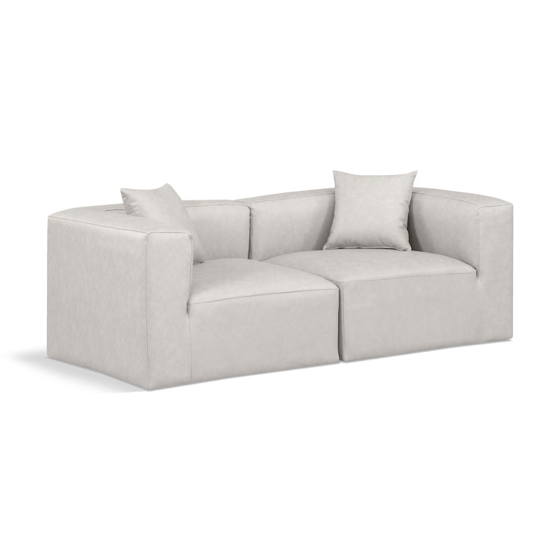 Meridian Cube Cream Vegan Leather Modular Sofa IMAGE 1
