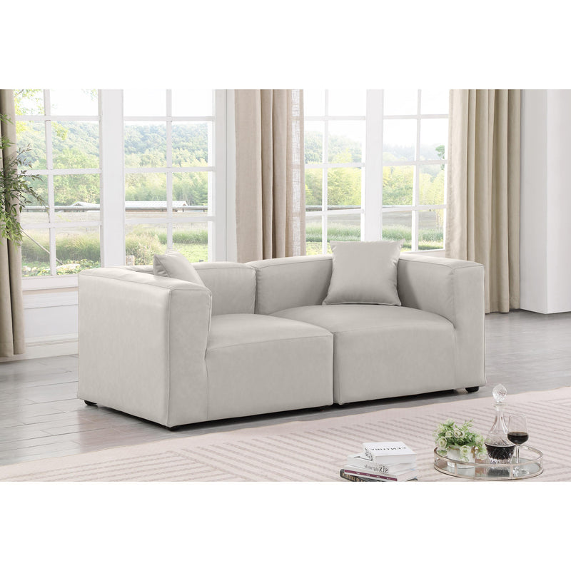 Meridian Cube Cream Vegan Leather Modular Sofa IMAGE 2
