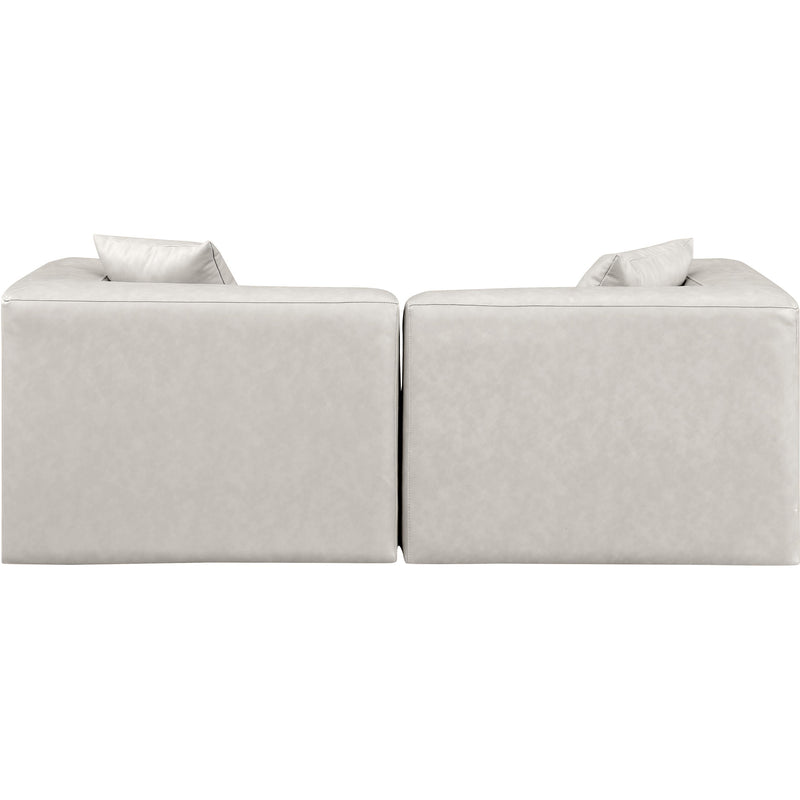 Meridian Cube Cream Vegan Leather Modular Sofa IMAGE 3