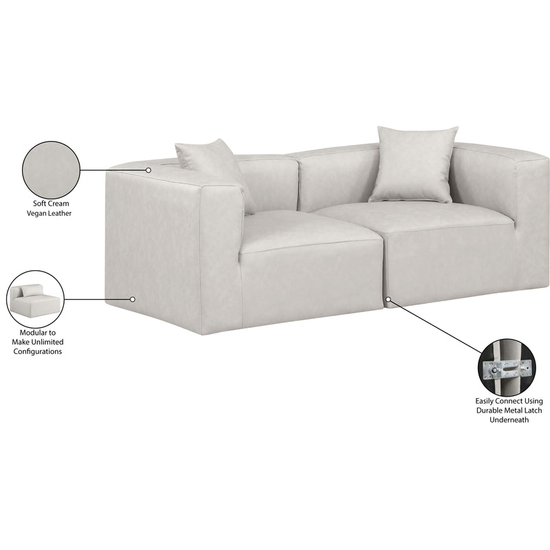 Meridian Cube Cream Vegan Leather Modular Sofa IMAGE 8