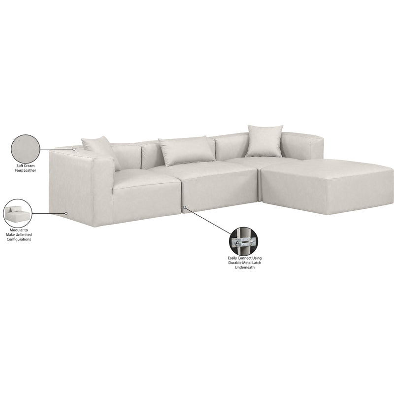 Meridian Cube Cream Vegan Leather Modular Sectional IMAGE 10
