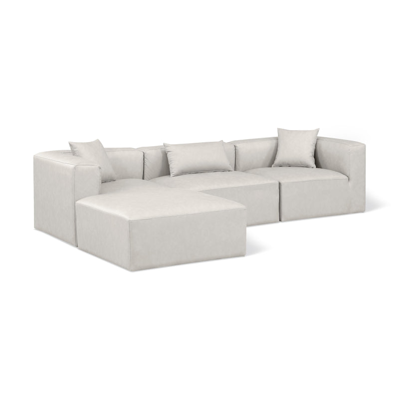 Meridian Cube Cream Vegan Leather Modular Sectional IMAGE 1