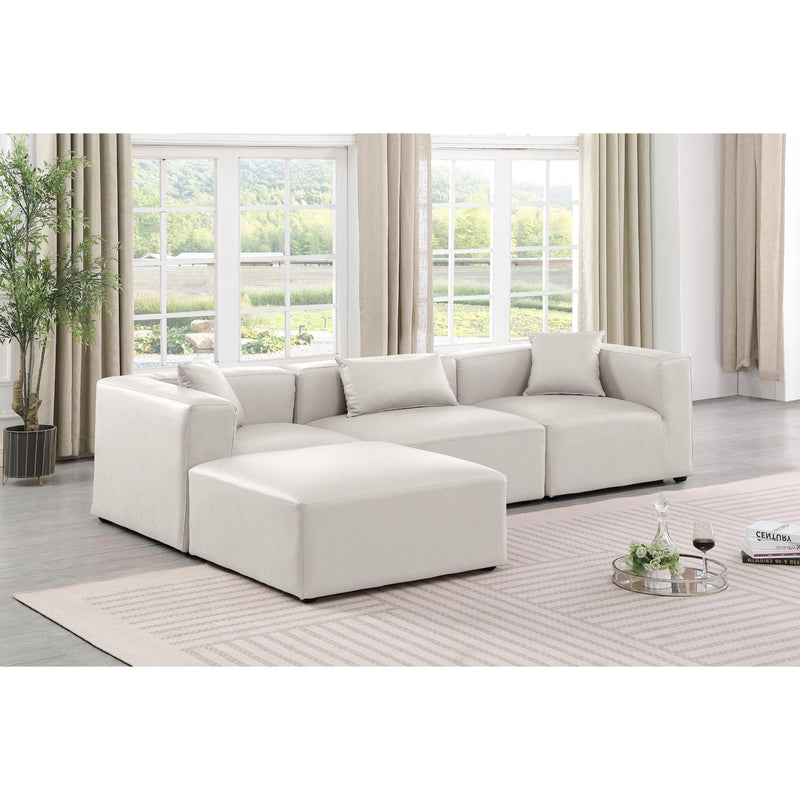 Meridian Cube Cream Vegan Leather Modular Sectional IMAGE 2