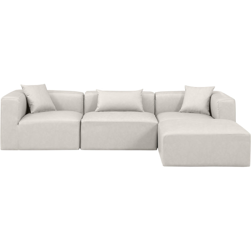 Meridian Cube Cream Vegan Leather Modular Sectional IMAGE 4