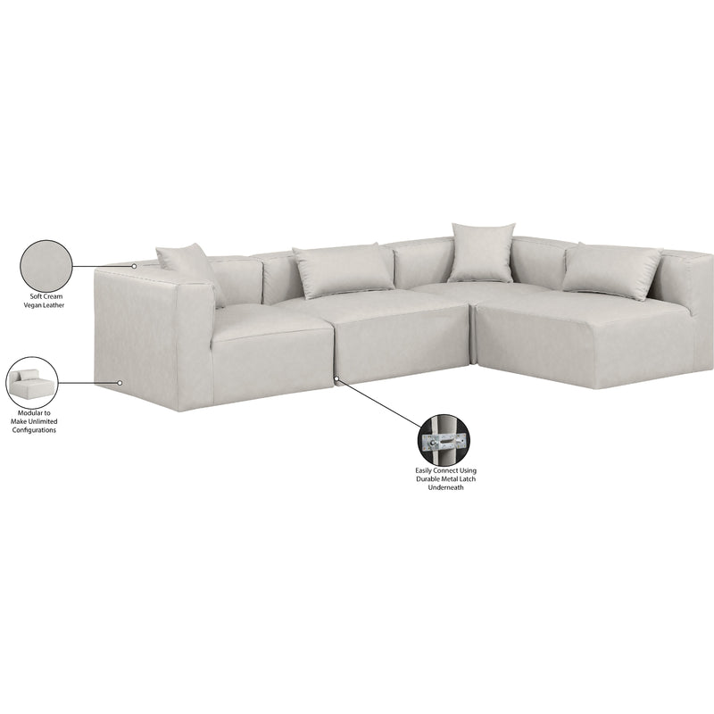 Meridian Cube Cream Vegan Leather Modular Sectional IMAGE 10