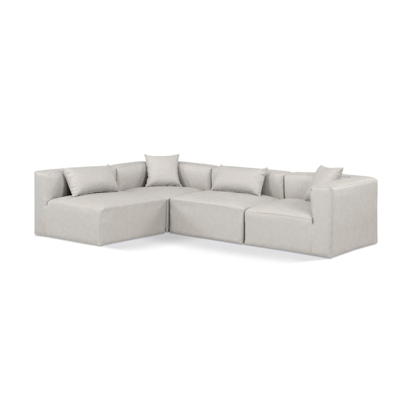 Meridian Cube Cream Vegan Leather Modular Sectional IMAGE 1
