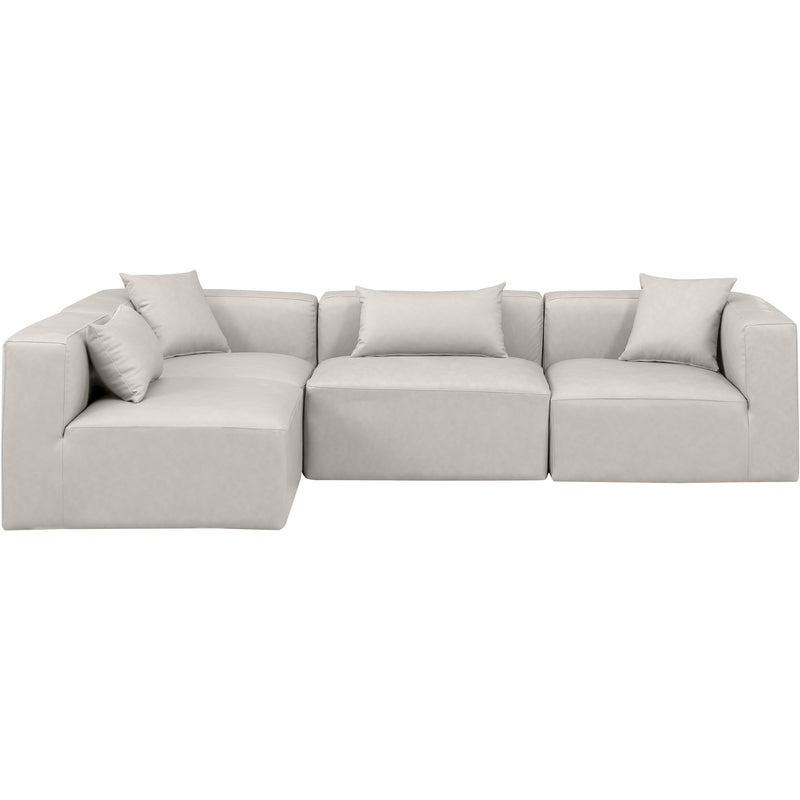 Meridian Cube Cream Vegan Leather Modular Sectional IMAGE 4