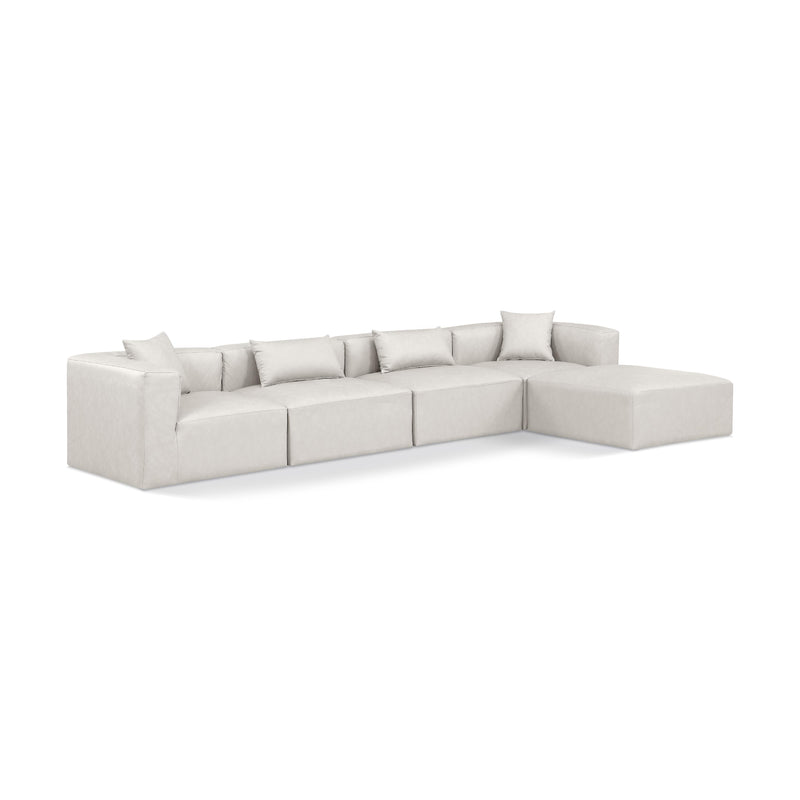 Meridian Cube Cream Vegan Leather Modular Sectional IMAGE 1