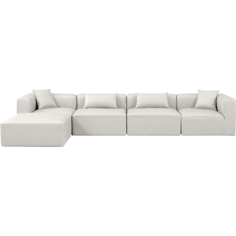 Meridian Cube Cream Vegan Leather Modular Sectional IMAGE 4