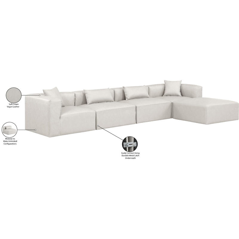 Meridian Cube Cream Vegan Leather Modular Sectional IMAGE 8