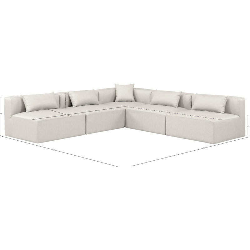 Meridian Cube Cream Vegan Leather Modular Sectional IMAGE 10