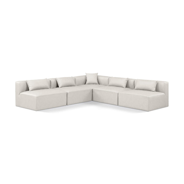 Meridian Cube Cream Vegan Leather Modular Sectional IMAGE 1
