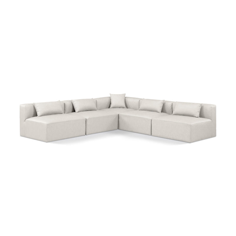 Meridian Cube Cream Vegan Leather Modular Sectional IMAGE 1