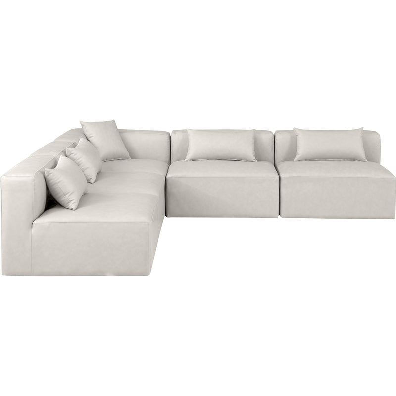 Meridian Cube Cream Vegan Leather Modular Sectional IMAGE 4