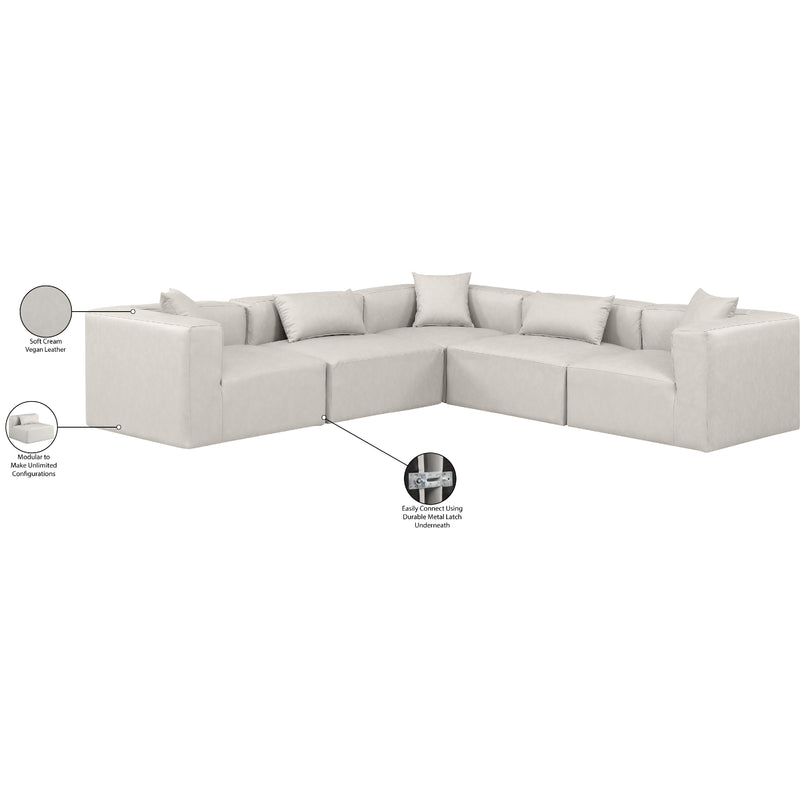 Meridian Cube Cream Vegan Leather Modular Sectional IMAGE 10